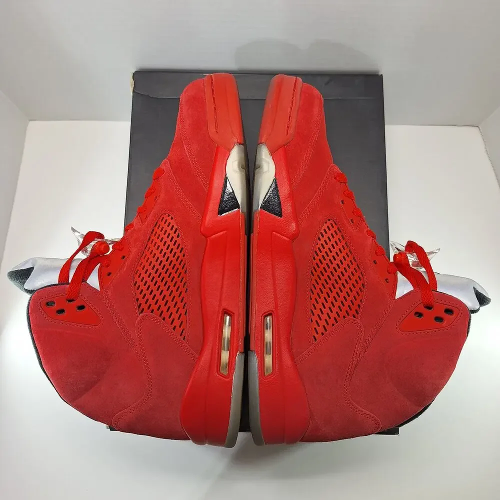 Air Jordan 5 Retro Mens 12 Red Suede 136027-602 Basketball Shoes Sneakers